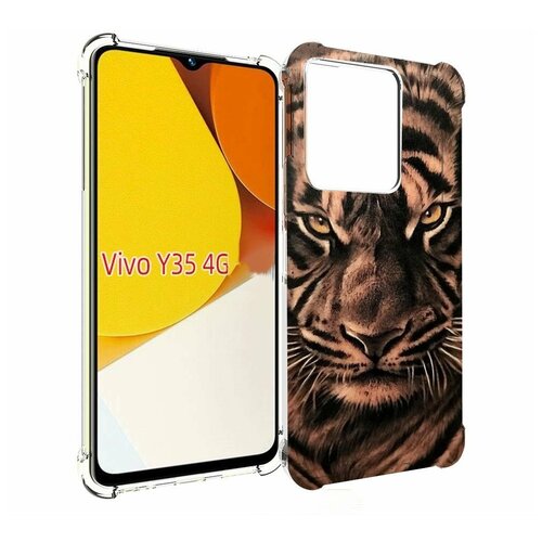 Чехол MyPads злой-большой-тигр для Vivo Y35 4G 2022 / Vivo Y22 задняя-панель-накладка-бампер