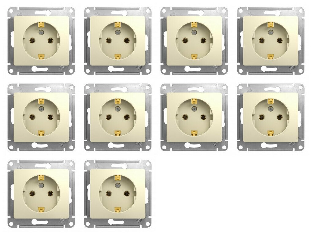 Розетка с/з Glossa Schneider Electric Бежевая (комплект 10шт) - фотография № 3