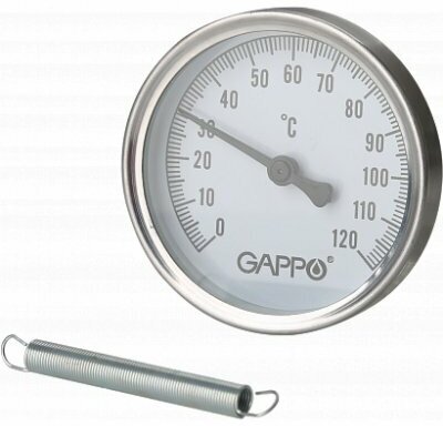 Термометр биметаллический накладной с пружиной Gappo G1475 1"-2"