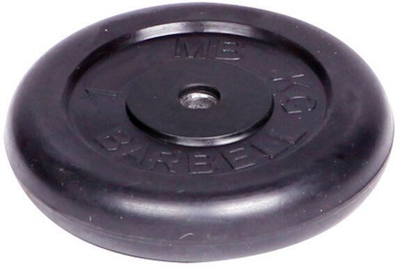 Диск MB Barbell d 26 мм обрезиненный, чёрный 1,0 кг