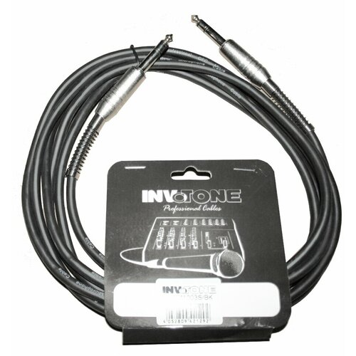 Invotone ACM1205S BK Аудио кабель, stereo jack 6,3 — stereo jack 6,3, длина 5 м аудио кабель джек 3 5 джек 3 5 стерео 1 0м плоский двухцветный borofone bl6