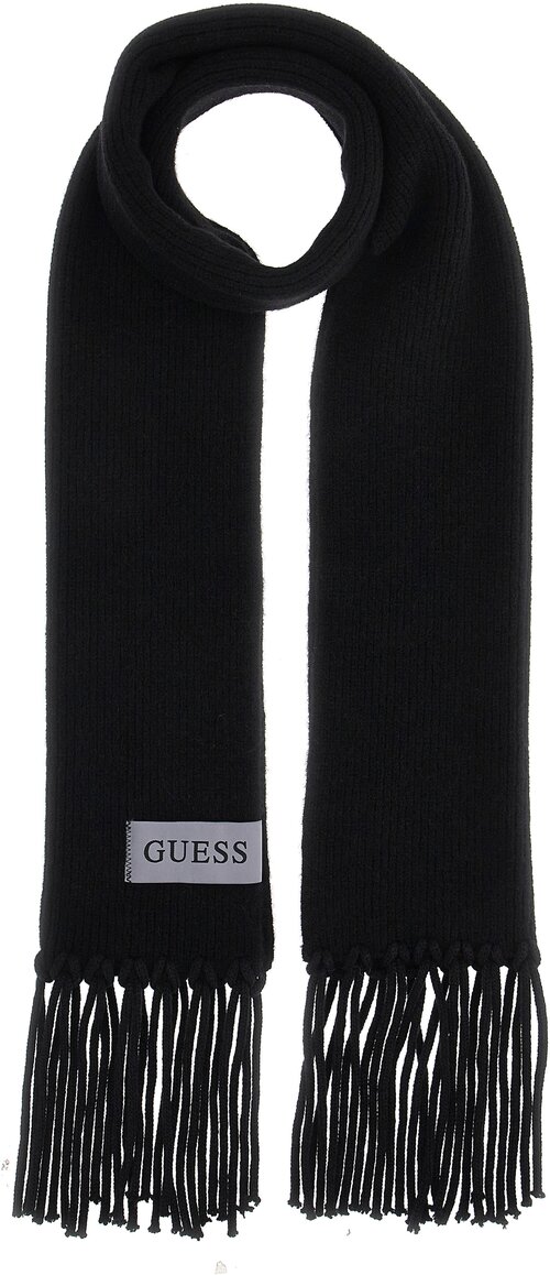 Шарф GUESS, с бахромой, one size, черный