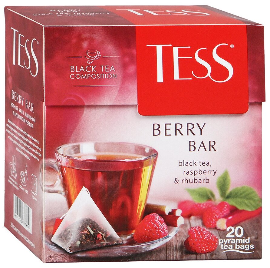 Чай черный Tess Berry Bar 1,8г х 20 пак/пирамидки - фотография № 1