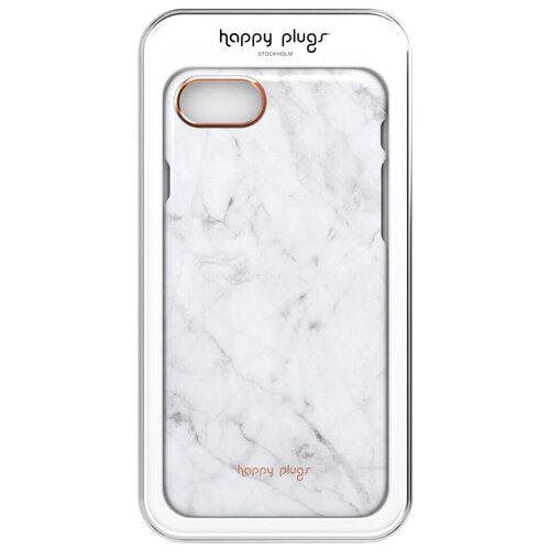 Чехол-накладка Happy Plugs 9140 + защитная пленка для Apple iPhone 7/iPhone 8 white marble