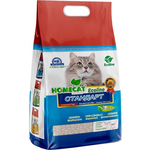 HOMECAT эколайн стандарт наполнитель комкующийся для туалета кошек (12 л х 4 шт)