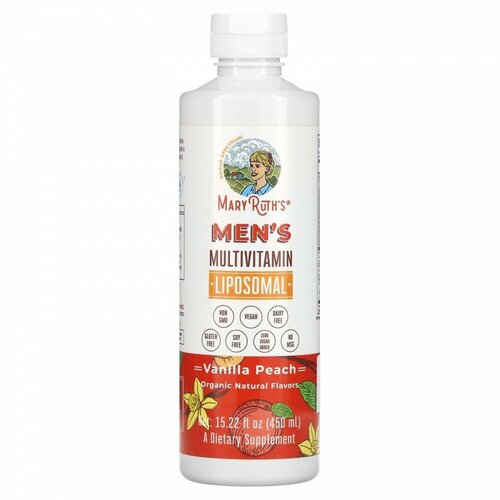 MaryRuth Organics, Men&#x27; s Multivitamin Liposomal, Vanilla Peach, 15.22 fl oz (450 ml)