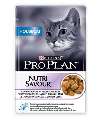 Purina Pro Plan (паучи) Паучи Кусочки в желе для взрослых домашних кошек с индейкой (House cat) - 1228720812456748 | Нouse cat, 0,085 кг, 26339 (18 шт)