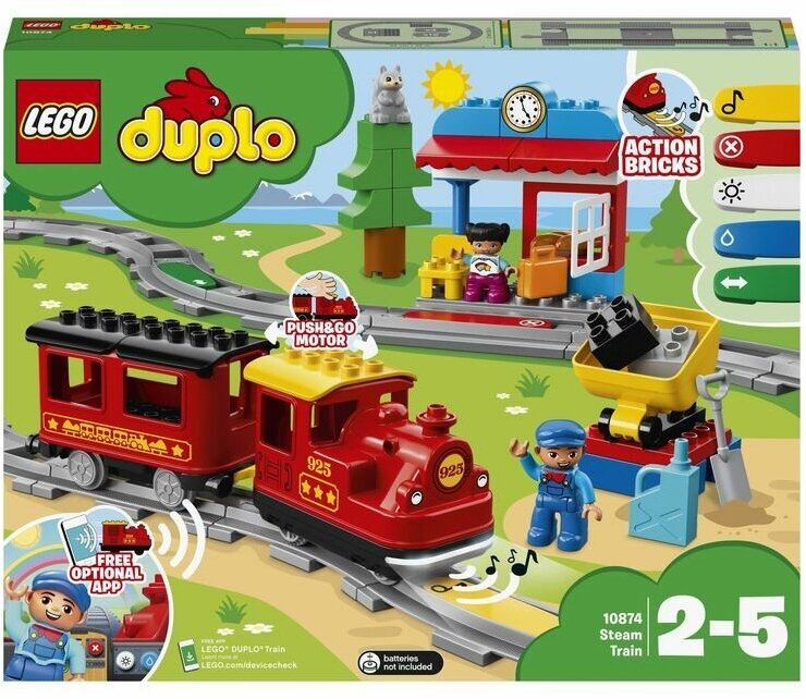 LEGO Duplo Town Конструктор Поезд на паровой тяге, 10874