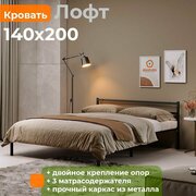 Кровать металлическая Лофт 140х200 черная