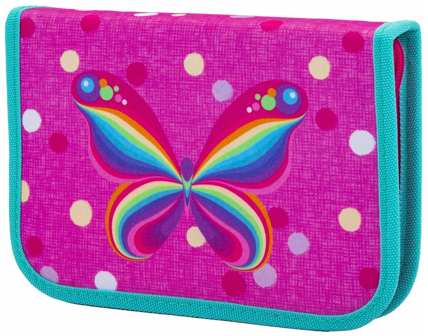 Пенал TIGER FAMILY 1 отделение, 1 откидная планка, ткань, "Rainbow Butterfly", 20х14х4 см, 228885, TGNQ-008C1E