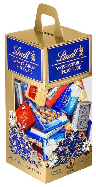 Шоколад ассорти LINDT Swiss premium chocolate Napolitains Carrier Box 250 г (из Финляндии) - фотография № 1