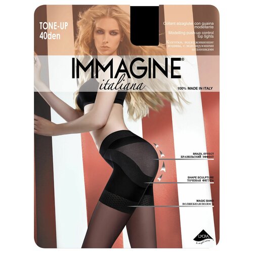 фото Колготки immagine tone up, 40 den, с ластовицей, утягивающие, размер 3, черный