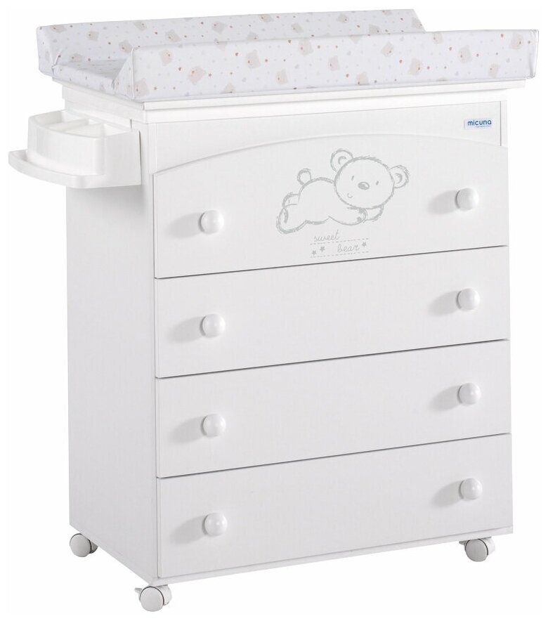 Комод Micuna Sweet Bear пеленальный B-970 white матрасик stars grey