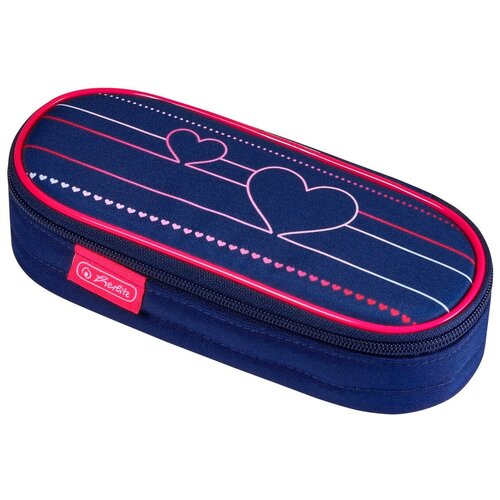 фото Herlitz пенал-косметичка case heartbeat (50021178), синий/розовый