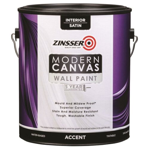 Краска латексная Zinsser Modern Canvas Wall Paint Satin полуматовая бесцветный 3.43 л