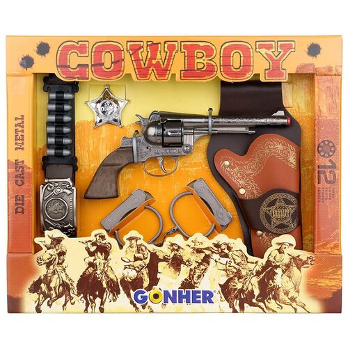 техасский набор gonher 2 револьвера Игрушка Набор Gonher Cowboy (235/0), серебристый/коричневый