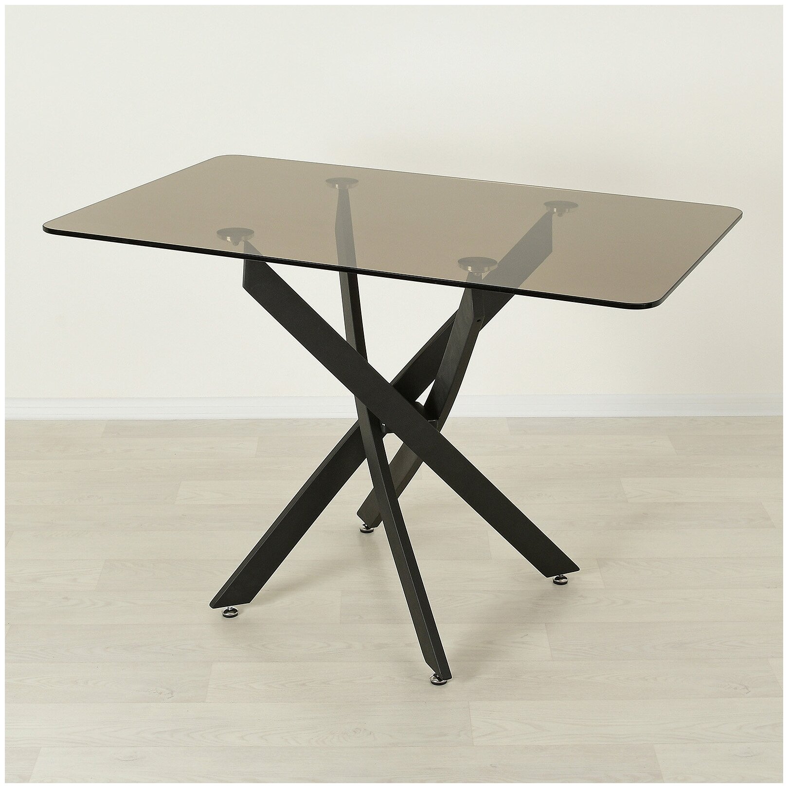 Стеклянный стол для кухни Рим 10 бронза/черный (1100х750 мм)