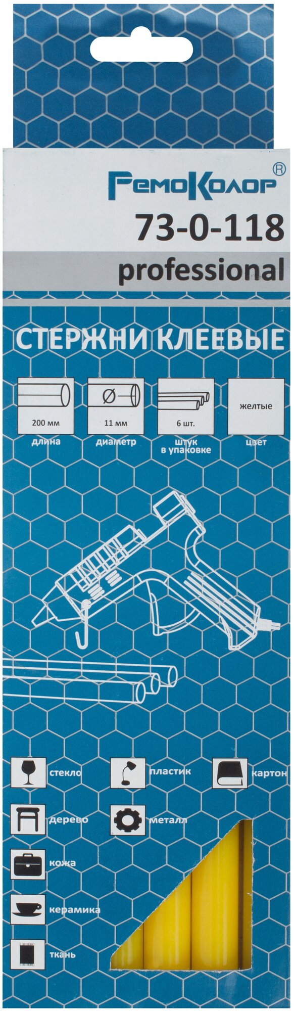 Стержни клеевые 11х200 желт.6шт 73-0-118