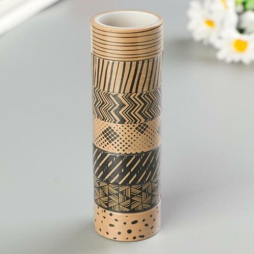 Клейкие WASHI-ленты для декора кофейные цвета, 15 мм х 3 м (набор 7 шт) рисовая бумага клейкие washi ленты для декора кофейные цвета