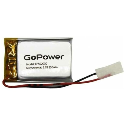 Аккумулятор литий-полимерный / Li-Pol GoPower LP502030 PK1 3.7V 250mAh аккумулятор li pol gopower lp401015 pk1 3 7v 30mah