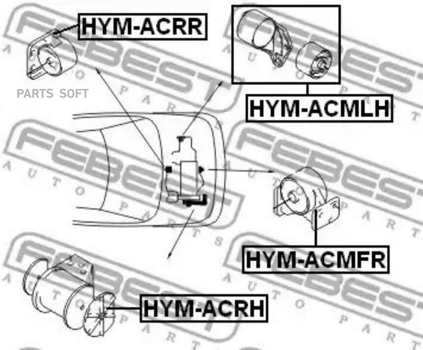 FEBEST HYM-ACRR Подушка двигателя | зад прав/лев |