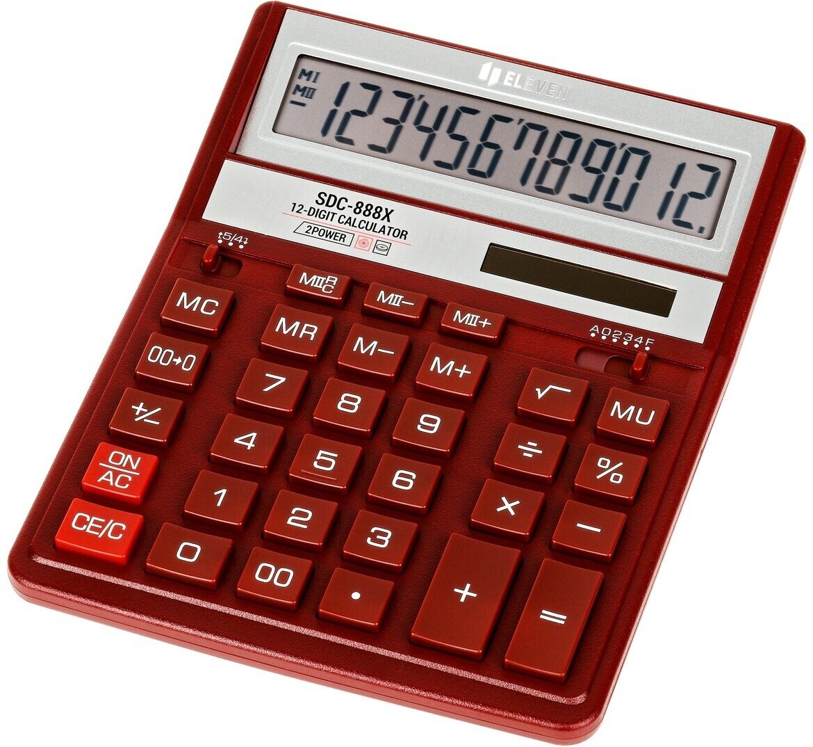Калькулятор Eleven настольный 12 разрядов двойное питание 158х203х31 мм красный (SDC-888X-RD)