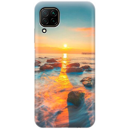 фото Силиконовый чехол на huawei p40 lite / хуавей п40 лайт с принтом "закат на побережье" re:pa