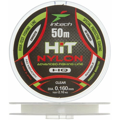 леска монофильная intech tournament ice line 0 140мм 50м clear Леска монофильная для рыбалки Intech Hit Nylon 0,16мм 50м (clear)