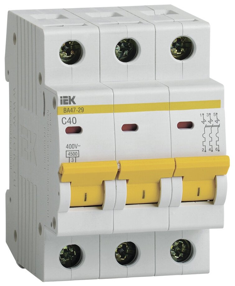 Автоматический выключатель IEK ВА47-29 3Р 40А 4,5кА х-ка С (комплект 4шт)