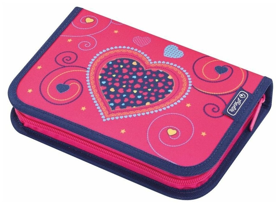 Herlitz Пенал Pink Hearts (50014347), розовый/синий