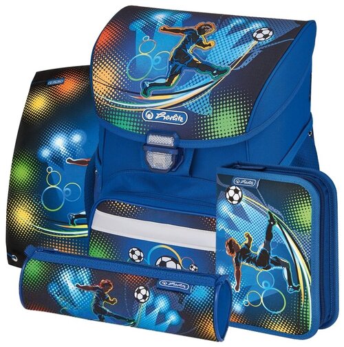 Herlitz Ранец Loop Plus Soccer с наполнением (4 предмета), синий/голубой