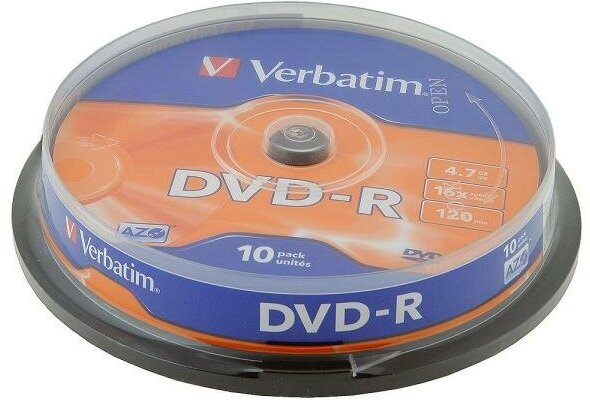 Диски DVD-R 4.7Gb Verbatim 16х 10 шт Cake Box <43523>