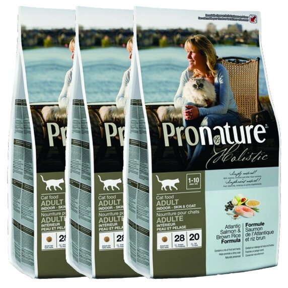 Pronature Holistic Корм д/кошек, д/кожи и шерсти, лосось с рисом 340 гр х 3 шт.