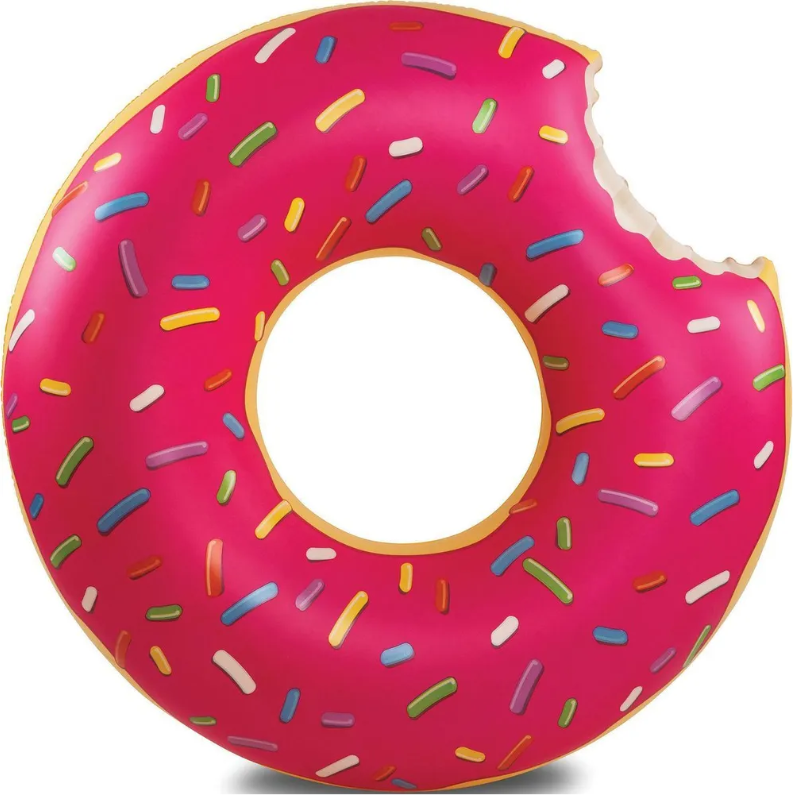 Надувной круг для плавания Пончик клубничный 120 см розовый