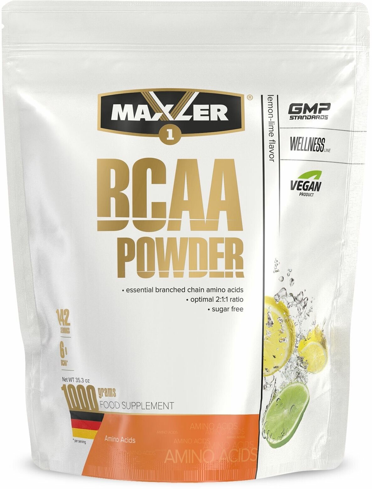 Аминокислоты BCAA (БЦАА) Maxler BCAA Powder (1000 г) Лимон-Лайм
