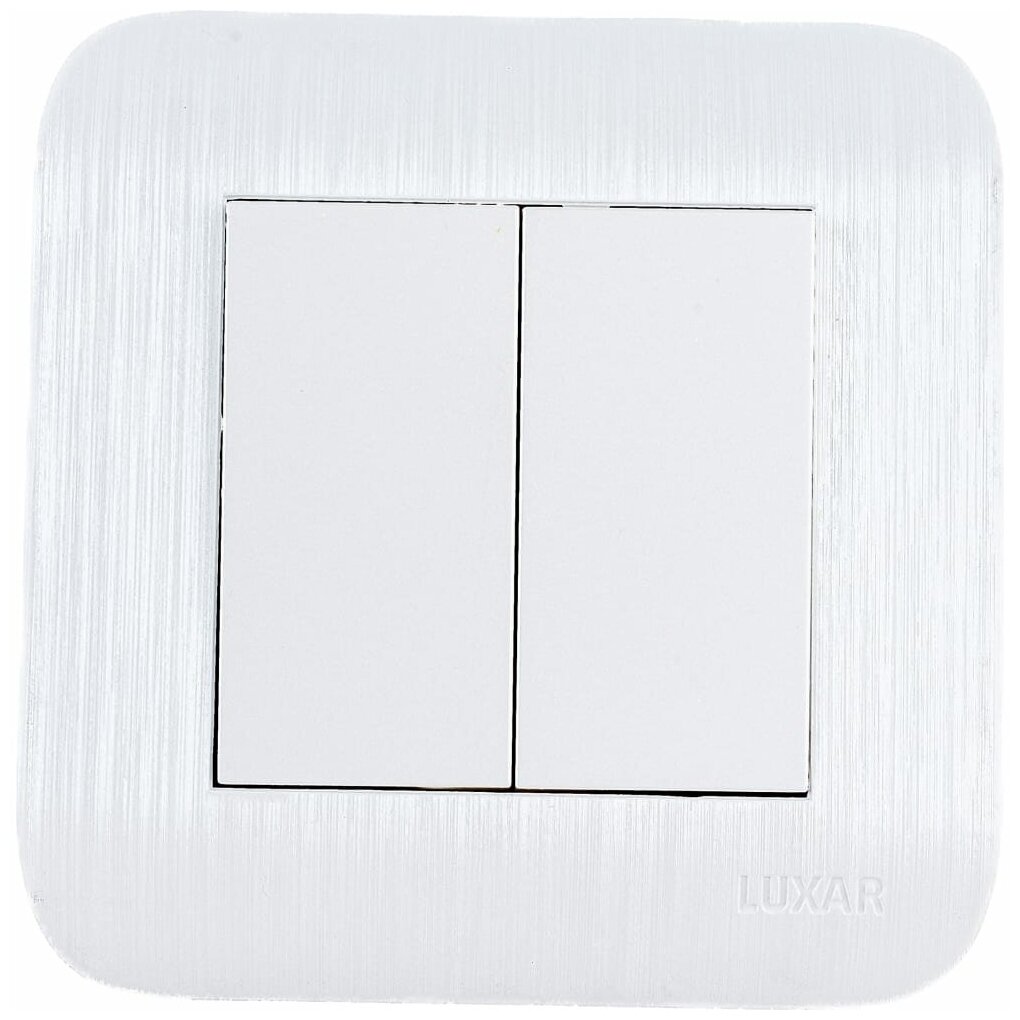 Luxar Выключатель Deco с/у 2-кл. белый с рифленой рамкой, 250В 10А 4606400620211