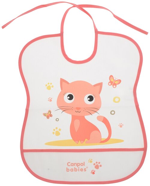 Canpol Babies Нагрудник Soft Plastic bib, розовый/кошка