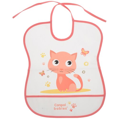 фото Canpol babies нагрудник soft plastic bib, розовый/кошка