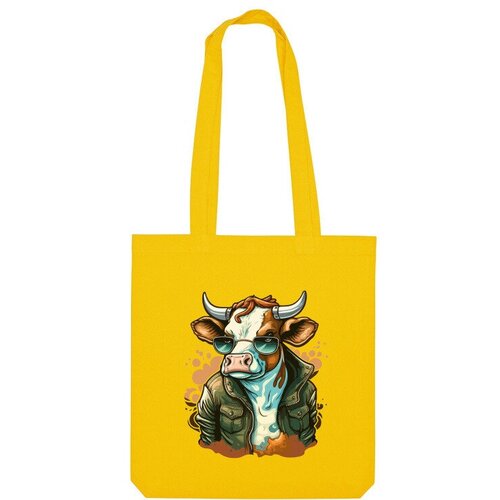 Сумка шоппер Us Basic, желтый сумка корова коп cow cop gta гта бык bull бежевый