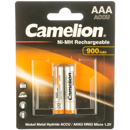 Аккумулятор Camelion 1.2В AAA-900mAh Ni-Mh BL-2, 5223 15084083 батарейка аккумуляторная aaa camelion hr03 блистер в упаковке 2 шт емкость 900 мач