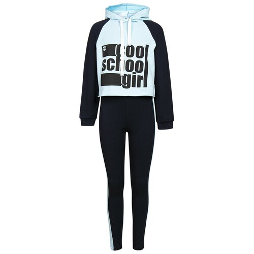 фото Спортивный костюм nota bene размер 164, черный/голубой