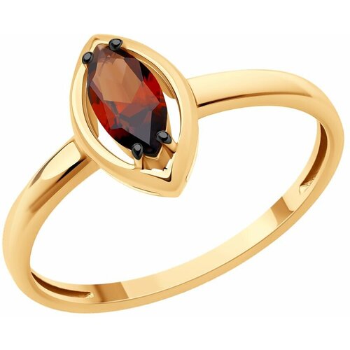 Кольцо Diamant красное золото, 585 проба, гранат, размер 17.5