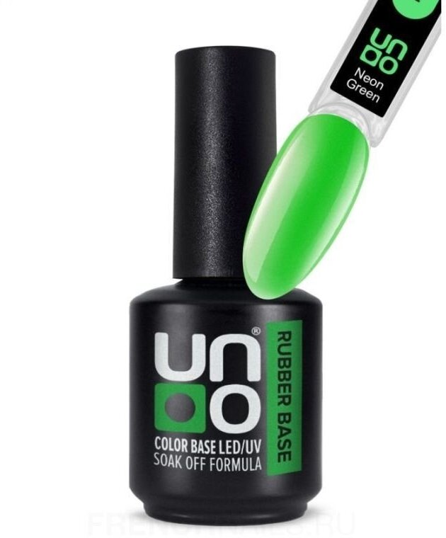 UNO Базовое покрытие Neon Color Rubber Base, neon green, 12 мл, 12 г