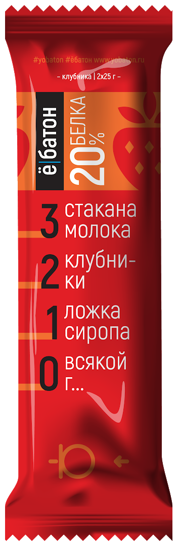 Батончик со вкусом клубники в шоколадной глазури (ЁБатон), 50 г