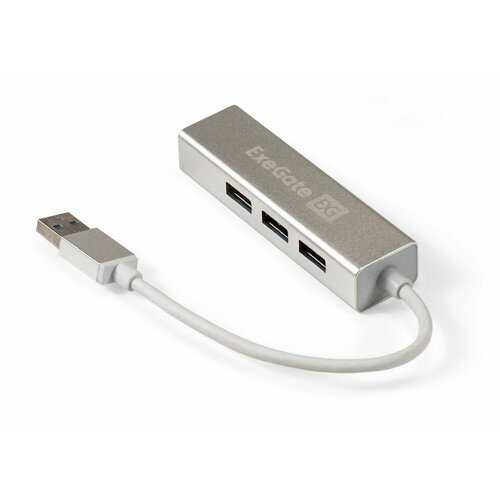 USB-Хаб (концентратор) 4-в-1 ExeGate DUB-4 (кабель-адаптер USB3.0 --> 4xUSB3.0, Plug&Play, серебристый) EX293981RUS