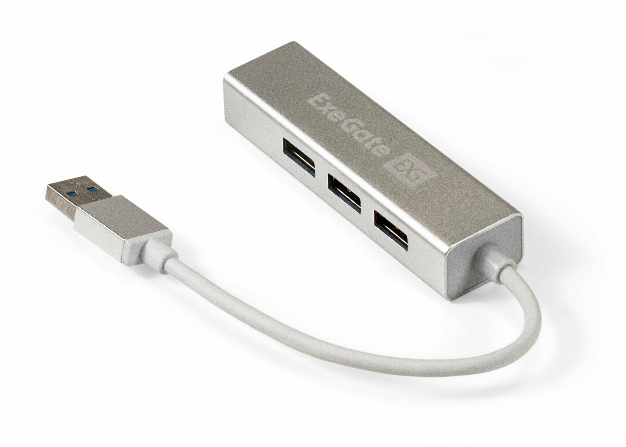 Концентратор Exegate 4-в-1 (кабель-адаптер USB3.0 --> 4xUSB3.0, Plug&Play, серебристый) - фото №1
