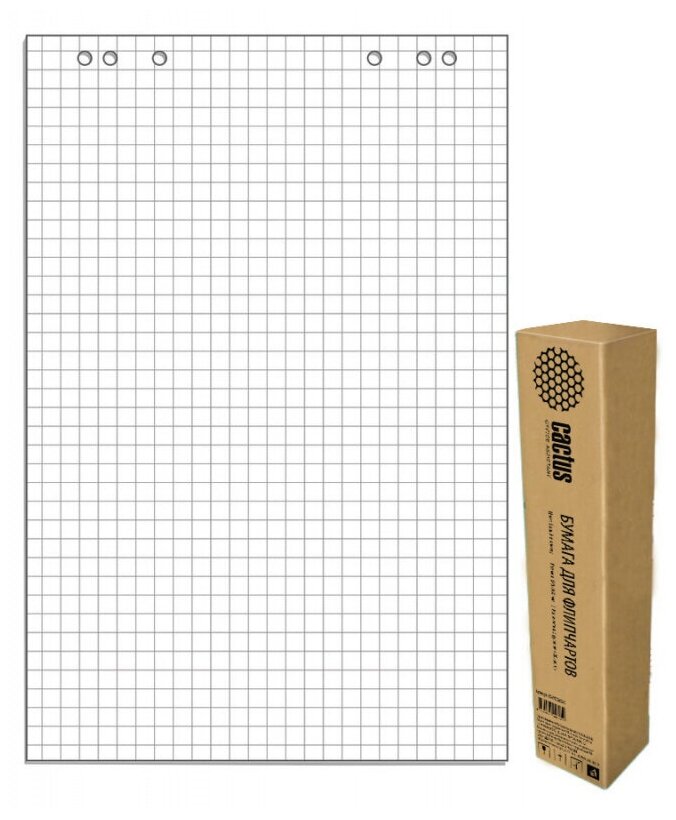 Блок бумаги Cactus CS-PFC20S-5 для флипчартов 67.5х98см клетка 20л (упак:5шт)