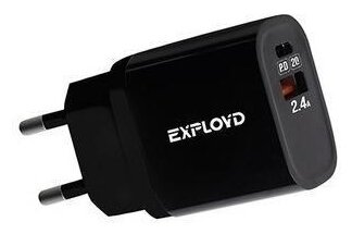 Сетевая зарядка Exployd RASH USB Type-C 20w Чёрный