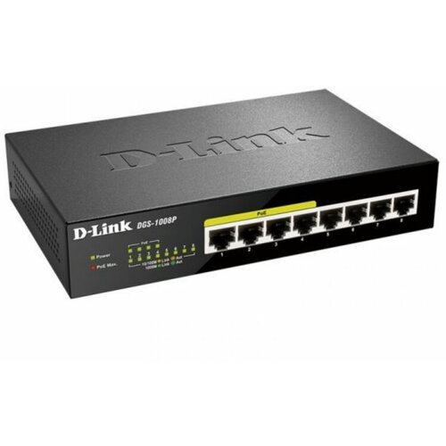 Коммутатор неуправляемый D-Link DGS-1008PF1A 8 портами 1000Base-T 730500₽