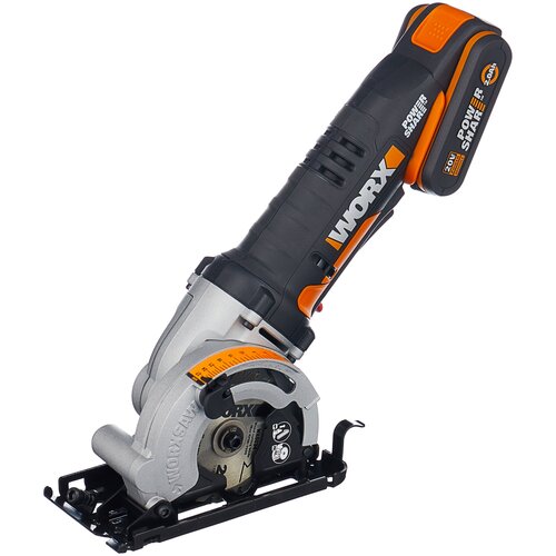 Аккумуляторная дисковая пила Worx WX527 2.0Ач х1, 20 В, черный/оранжевый дисковая пила электрическая worx wx427 710 вт 120 мм в кейсе